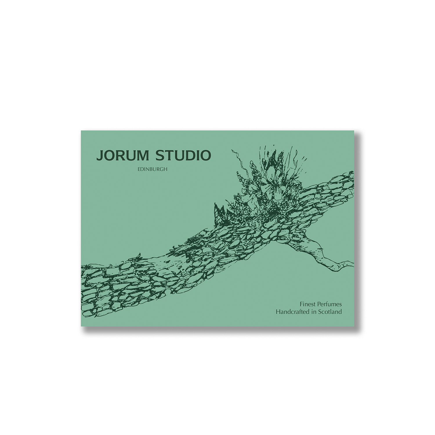 Jorum Studio digital gift card featuring a floral illustration on a pale green background