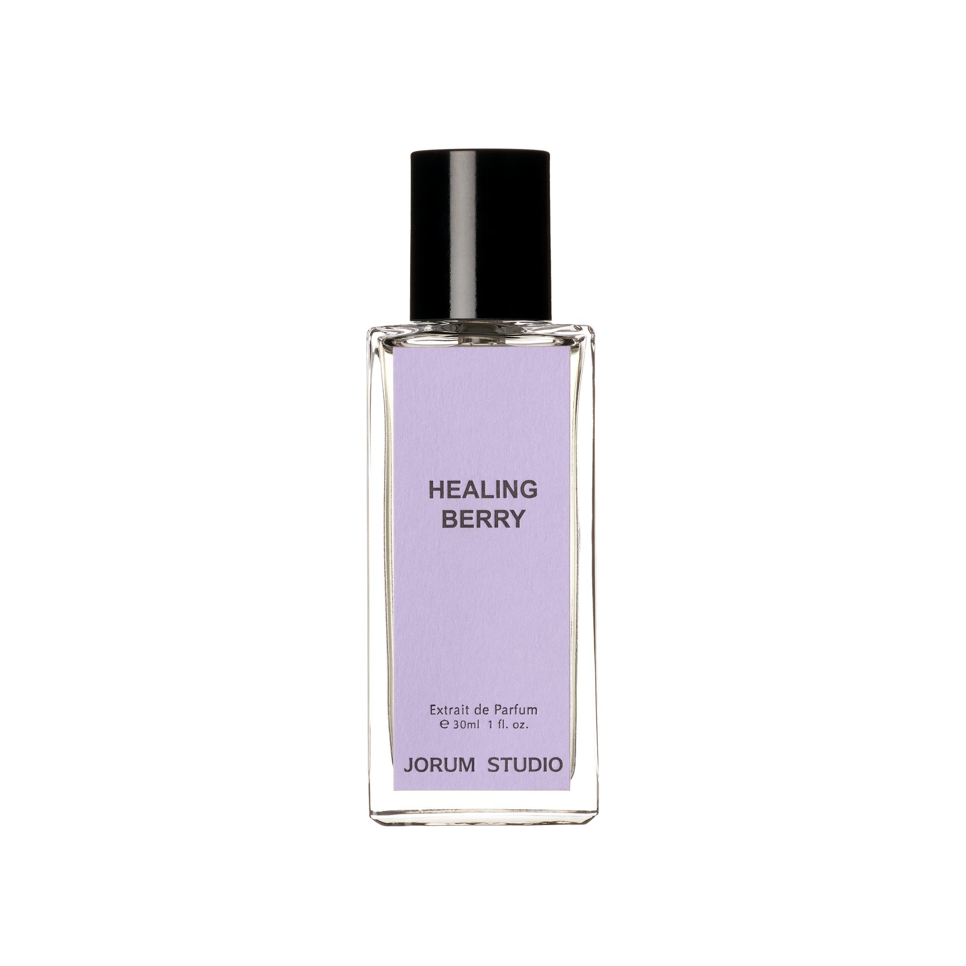 30ml bottle of Healing Berry Extrait de Parfum by independent Scottish perfumers Jorum Studio, the bottle has a lilac label
